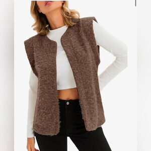 NEW Brown Lightweight Sleeveless Open Front Fall Warm Winter Vest S